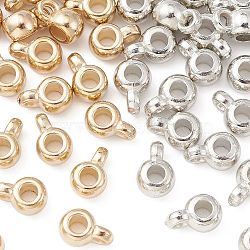 60Pcs 2 Styles CCB Plastic Tube Bails, Loop Bails, Rondelle, Platinum & Light Gold, 9x4~6x4.5~6mm, Hole: 1.5~2.8mm, Inner Diameter: 3mm, 30pcs/style(CCB-YW0001-31)