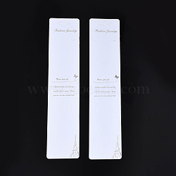 Cardboard Jewelry Display Cards, for Necklaces, Jewelry Hang Tags, Rectangle with Word Fashion Jewelry, White, 19.5x4x0.05cm(CDIS-N002-001)