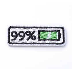 Computerized Embroidery Cloth Iron on/Sew on Patches, Costume Accessories, Appliques, Full Battery Icon, Green, 21x61x1.5mm(DIY-F043-B01)