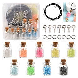 DIY Wishing Bottle Pendant Necklace Making Kit, Including Luminous Glass Seed Beads, Glass Bottles, Waxed Cord with Clasps, Mixed Color, 2744Pcs/box(DIY-YW0005-80)