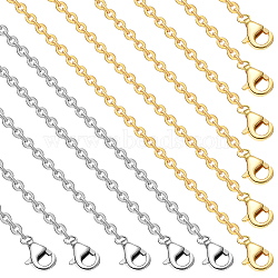 20Pcs 2 Colors Ion Plating(IP) 304 Stainless Steel Cable Chain Necklaces Set, for Beadable Necklace Makings, Golden & Stainless Steel Color, 23.62 inch(60cm), Wide: 2mm, 10Pcs/color(MAK-BBC0001-11A)