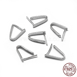 Rhodium Plated 925 Sterling Silver Pendant Bails, with S925 Stamp, Ice Pick & Pinch Bails, Platinum, 12x2mm, Pin: 0.6mm, Inseam Length: 10mm(X-STER-L057-080A-P)