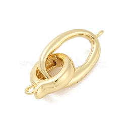 Rack Plating Brass Fold Over Clasps, Long-Lasting Plated, Lead Free & Cadmium Free, Real 18K Gold Plated, 29mm, Hole: 1.2mm(KK-A224-27B-G)