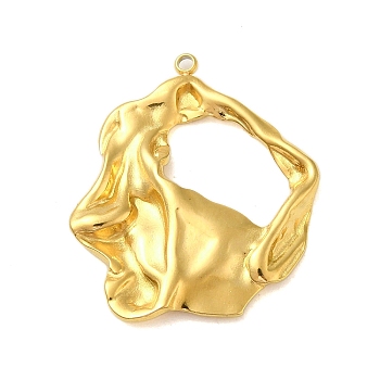 Ion Plating(IP) 304 Stainless Steel Pendants, Irregular Geometry Charm, Real 18K Gold Plated, 28.5x25x2.5mm, Hole: 1.2mm