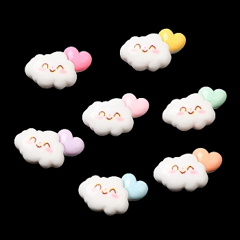 Cartoon Opaque Reisn Cabochons, for Jewelry Making, Mixed Color, Cloud, 9.5x13.5x5.5mm