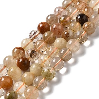 Natural Rutilated Quartz Beads Strands, Round, 10mm, Hole: 0.9mm, about 39pcs/strand, 15.20''(38.6cm)