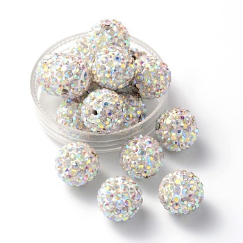 Polymer Clay Rhinestone Beads, Grade A, Round, PP15, Crystal AB, 12mm, Hole: 2mm, PP15(2.1~2.2mm)
