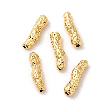Brass Beads, Textured, Tube, Real 18K Gold Plated, 19.5x5x5mm, Hole: 1.6mm