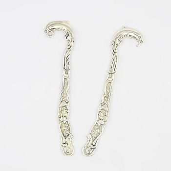 Zinc Alloy Bookmarks, Dolphin, Cadmium Free & Lead Free, Antique Silver, 83x20x4mm, Hole: 2.5mm
