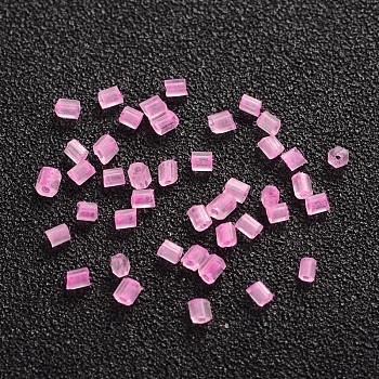 11/0 Two Cut Glass Seed Beads, Hexagon, Inside Colour, Fushia, Size: about 2.2mm in diameter, about 37500pcs/Pound