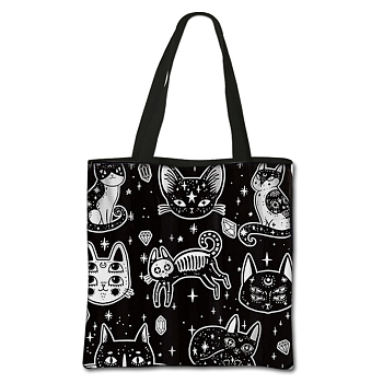 Gothic Printed Polyester Shoulder Bags, Square, Cat Shape, 71.5cm, Bag: 395x395cm