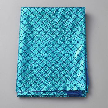 Fish Scale Pattern Polyester Fabric, Garment Accessories, Dark Turquoise, 1000x1500x0.2mm