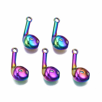 Rainbow Color Alloy Pendants, Cadmium Free & Nickel Free & Lead Free, Earphone, 21x9x6mm, Hole: 1.8mm