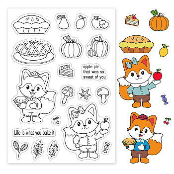 PVC Plastic Stamps, for DIY Scrapbooking, Photo Album Decorative, Cards Making, Stamp Sheets, Fox Pattern, 16x11x0.3cm