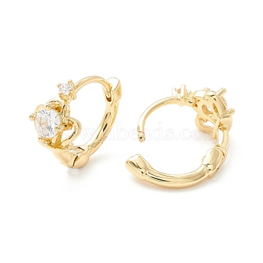 Clear Cubic Zirconia Crown Hinged Hoop Earrings for Women(EJEW-P196-29G)-2