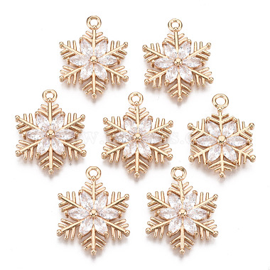 Light Gold Clear Snowflake Brass+Cubic Zirconia Links