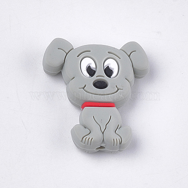 Light Grey Dog Silicone Beads
