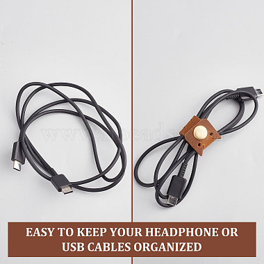 Passe-câbles en simili cuir en forme de chat(AJEW-WH0299-53)-5