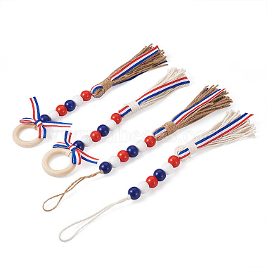 4Pcs 2 Style Independence Day Theme Hemp Rope Tassels Pendant Decorations(HJEW-CF0001-19)-2