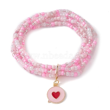Hot Pink Flat Round Glass Bracelets