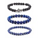 Natural Lapis Lazuli(Dyed) & Lava Rock Round Beads Stretch Bracelets Set(BJEW-JB06982-03)-1