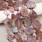 Natural Purple Phantom Quartz Purple Lodolite Quartz Slice Beads Strands, Nuggets, 13~38x12~34x5~8mm, Hole: 1.4mm, about 11~16pcs/strand, 14.96~15.35''(38~39cm)(G-A305-B02-01)