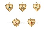 304 Stainless Steel Micro Pave Cubic Zirconia Pendants, Heart Charm, Ion Plating(IP), Long-Lasting Plated, Real 18K Gold Plated, Mixed Color, 14x13mm,Hole:1.50mm(STAS-OY012-29G)