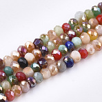 Electroplate Glass Beads Strands, AB Color, Faceted, Rondelle, Mixed Color, 3x2mm, Hole: 1mm, about 144~150pcs/strand, 35~37cm(EGLA-T013-02)