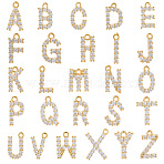 1Set Brass Micro Pave Clear Cubic Zirconia Charms, Nickel Free, Alphabet, Real 18K Gold Plated Charms, Letter A~Z, 11~14x7~11.5x2.5mm, Hole: 1.2mm(KK-SC0006-12)