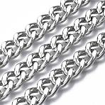 Iron Cuban Link Chains, Chunky Chains, Unwelded, with Spool, Oval, Platinum, 14x10x3mm, about 32.8 Feet(10m)/roll(CH-R013-14x10x3-P)