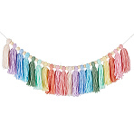 Cotton Tassel Hanging Wall Art Decorations, with Wooden Bead, Colorful, 950mm(HJEW-WH20003-20A)