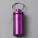 Outdoor Portable Aluminium Alloy Small Pill Case, with Key Ring, Platinum, Purple, 7.2cm(KEYC-WH0029-92C)