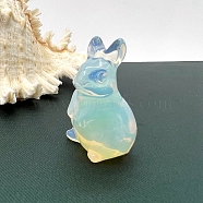 Opalite Gemstone Carved Rabbit Figurines, for Home Office Desktop Feng Shui Ornament, 50mm(PW-WG98684-05)