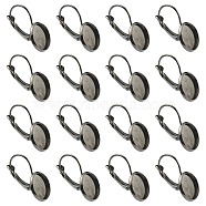 10Pcs Brass Leverback Earring Findings, Flat Round Earring Settings, Gunmetal, 25x14mm, Tray: 12mm(KK-YW0002-21B)