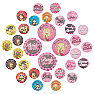 Gorgecraft 16 Pcs 16 Style Tinplate Badge Sets, for Bachelor Party, Flat Round with Word, Mixed Color, 40x5mm, 76x6mm, 1Pc/style(JEWB-GF0001-17)