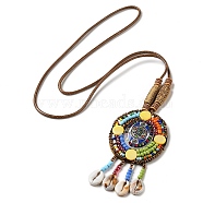 Bohemian Seashell Hemp Rope Necklace with Tassel Pendant for Women, Colorful(DK8387-2)