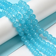 Baking Painted Imitation Jade Glass Round Bead Strands, Medium Turquoise, 8.5~9mm, Hole: 1.5mm, about 105pcs/strand, 31.8 inch(X-DGLA-Q021-8mm-06)