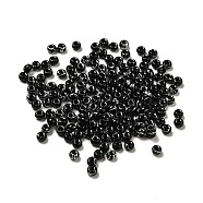 6/0 Opaque Glass Seed Beads, Round Hole, Rondelle, Black, 4~4.5x3~4mm, Hole: 0.8~1.5mm(SEED-P005-A01)