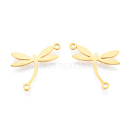 201 Stainless Steel Connector Charms, Dragonfly, Real 18K Gold Plated, 17.5x21x1mm, Hole: 1.5mm(STAS-N090-LA998-2)