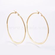 304 Stainless Steel Big Hoop Earrings, Hypoallergenic Earrings, Flat Ring Shape, Golden, 12 Gauge, 54~56x2mm, Pin: 0.7x1mm(EJEW-F105-16G)