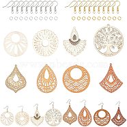 DIY Wooden Dangle Earring Making Kits, Including 32Pc Dress & Geometry Wood Pendants, Brass Earring Hooks & Jump Rings, BurlyWood, 160pcs/set(DIY-NB0005-49)