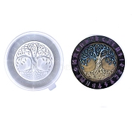 Flat Round with Tree of Life & Runes DIY Wall Decoration Silicone Molds, Resin Casting Molds, for UV Resin, Epoxy Resin Craft Making, White, 169x160x21.5mm, Inner Diameter: 150mm(SIL-F007-04)