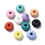 Opaque Acrylic European Beads, Large Hole Beads, Faceted, Flat Round, Mixed Color, 15x8mm, Hole: 4.7mm(OACR-E033-26)