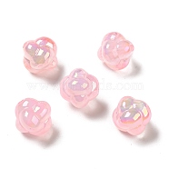 UV Plating Rainbow Iridescent Acrylic Beads, Knot, Pink, 17x17.5x17.5mm, Hole: 2.8mm(PACR-M002-02A)