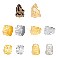 10Pcs 10 Style Brass & Stainless Steel & Zinc Alloy & Iron Rings, Sewing Thimbles, for Protecting Fingers and Increasing Strength, Mixed Color, 9~26x12.5~17mm, 1pc/style(TOOL-UN0001-17)