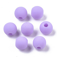 Frosted Acrylic Beads, Round, Lilac, 6x5.5mm, Hole: 1.8mm, about 4430pcs/500g(OACR-N008-012A-A01)