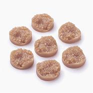 Druzy Resin Cabochons, Flat Round, Camel, 12x5mm(CRES-S040-12mm-17)