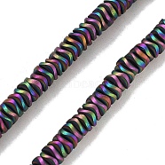 Electroplated Synthetic Non-magnetic Hematite Beads Strands, Wavy Disc, Matte Style, Rainbow Plated, 4x1.5mm, Hole: 1mm, about 306pcs/strand, 16.30''(41.4cm)(G-H020-M01-19)