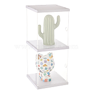 2-Tier Transparent Acrylic Minifigures Display Case, for Models, Building Blocks, Doll Display Holder, Clear, Finished Product: 15x15x30.2cm(ODIS-WH0043-23A)