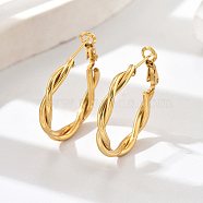 Fashionable Layered Circle Hoop Earrings, Vintage Simple Dual-tone Women's Jewelry Gift, Real 18K Gold Plated, 30mm.(ZB6353-1)